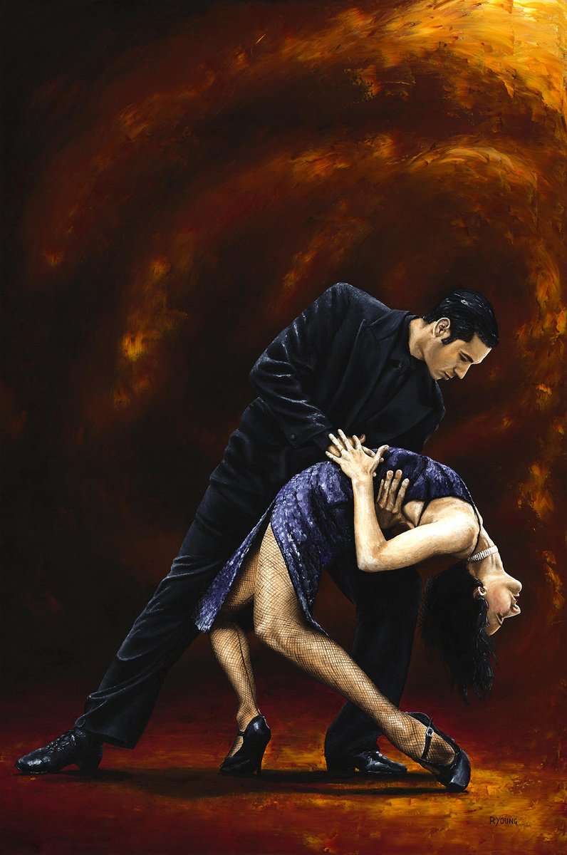Photorealistic Portrait Oil Painting By Richard Young, 28 X 40", Lost In Tango, Original Artwork