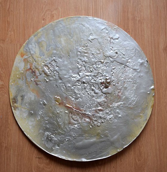 Silver Moon / Contemporary Abstract on Wood panel