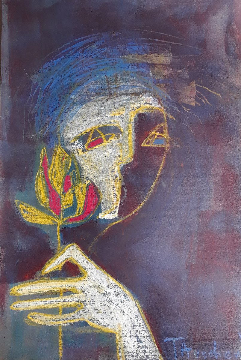 Portrait with a flower. by Tatjana Auschew