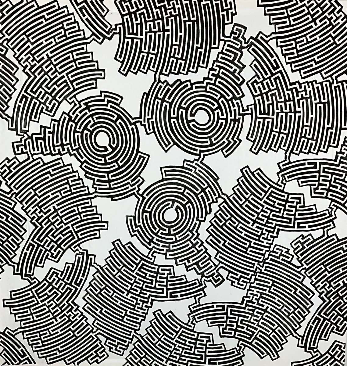 Geometric Linocut , Labyrinth #7 By Michael E. Voss, 45 X 45, Artwork For Sale On Artfinder