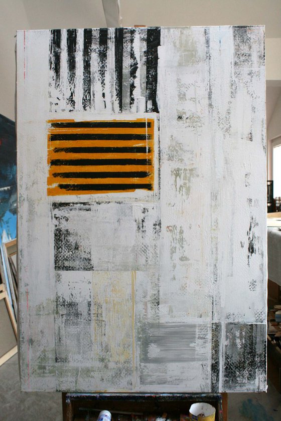 Large abstract 95 x 140 Yellow and black