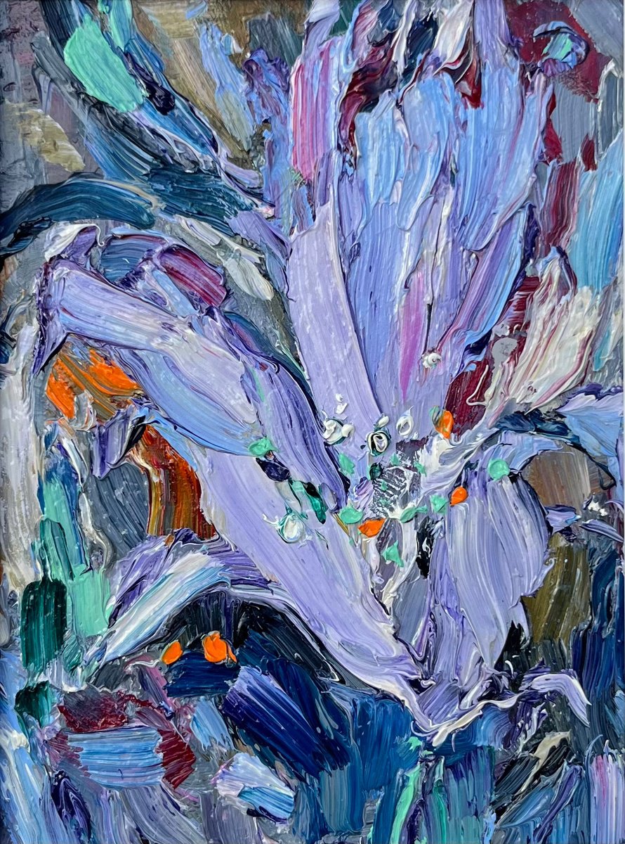 Abstract Botanical Oil Painting By Svitlana Andriichenko, 9 X 9", Flower Geyser, Original Artwork