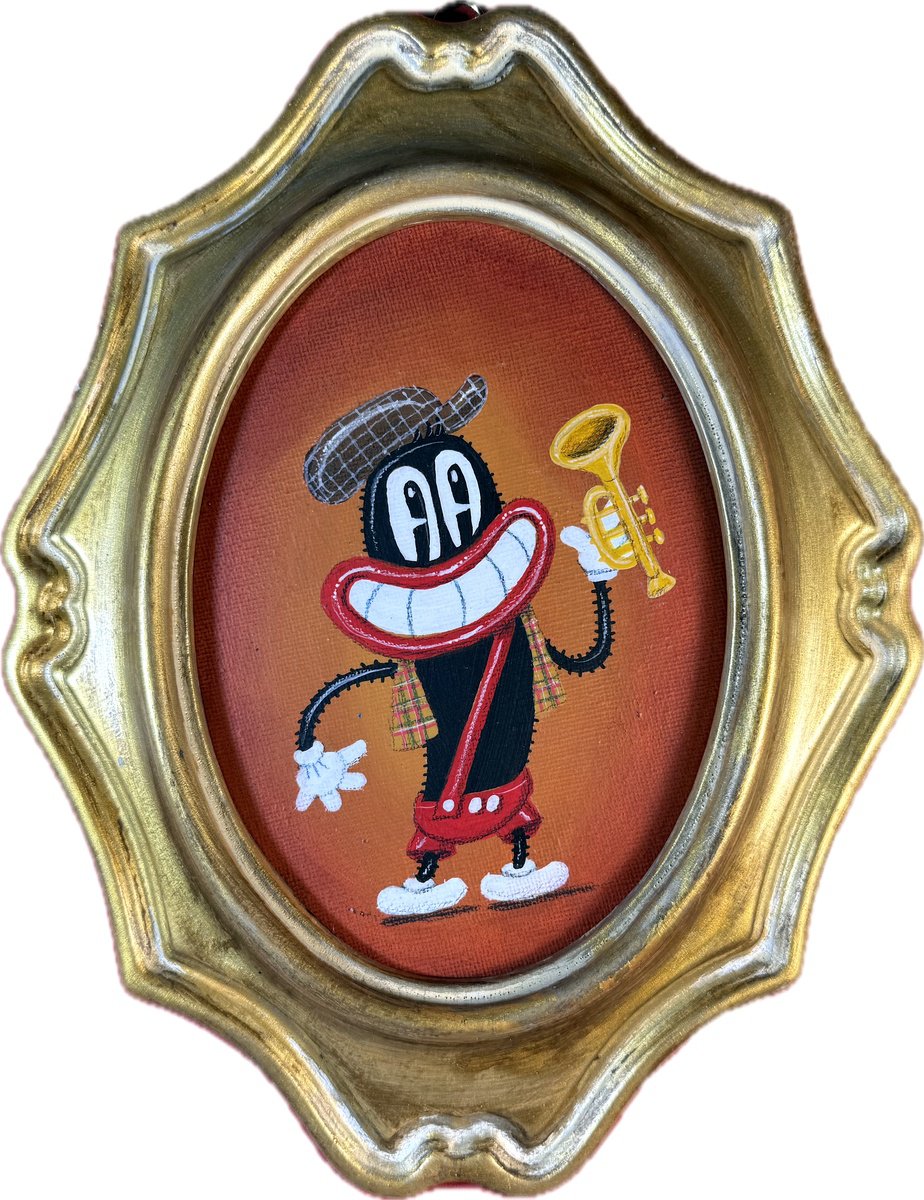 Cartoon Painting , 892 - Jazz Trumpeter By Paolo Andrea Deandrea, 8 X 10, Artwork For Sale On Artfinder