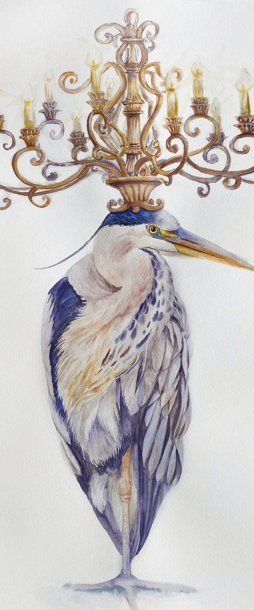 Heron & Golden Chandelier 2 by Tetiana Savchenko