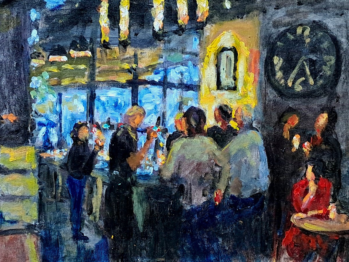 Bar Drinkers By Dimitris Voyiazoglou, 20 X 17, Artwork For Sale On Artfinder