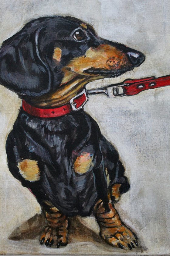 Dachshund painting called No Way!