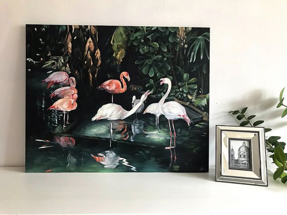 Original oil painting "Flamingo" 80*100 cm