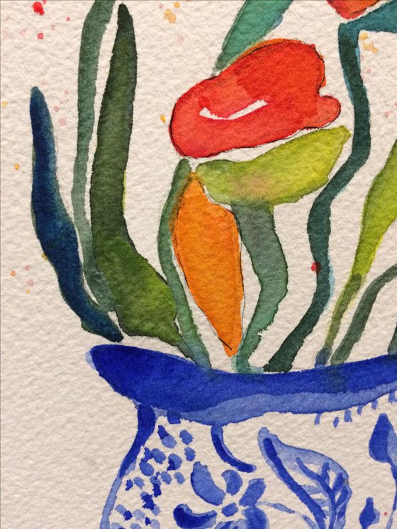 Tulips in Chinese Jug