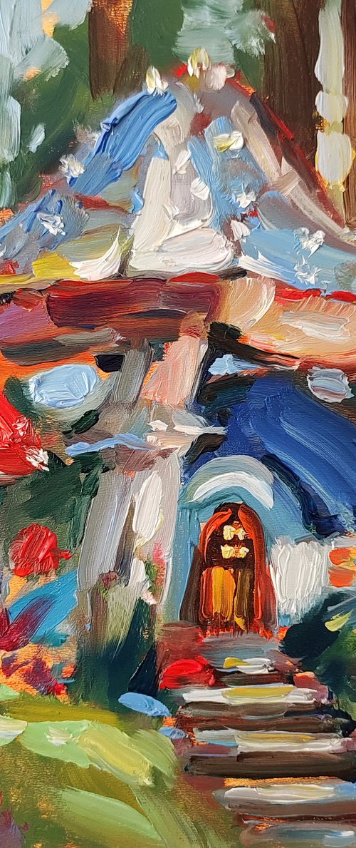 Mushroom Fairy House. Oil Painting by Natalia Miasnikova