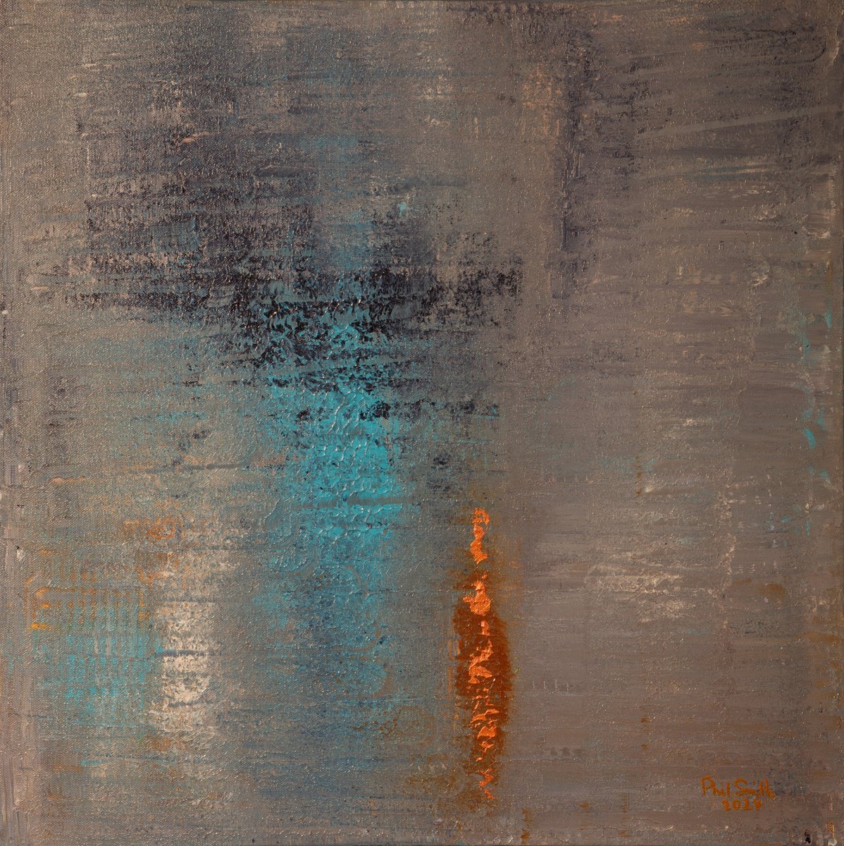 Organic Abstract Acrylic Painting By Phil Smith, 24 X 24", Reflections 4, Original Artwork