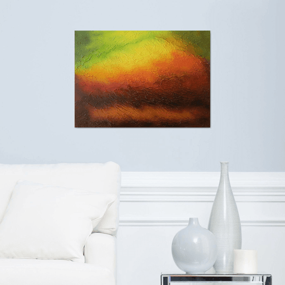 A New Dawn - colorful abstract aerial painting; home, office decor; gift idea