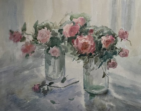 Red roses still life