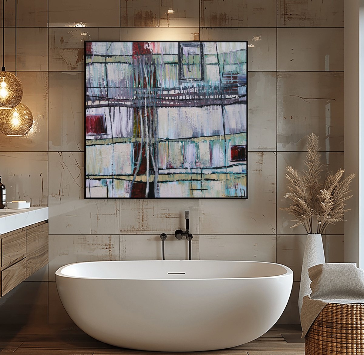 Organic Abstract Acrylic Painting By Loretta Kaltenhauser, 36 X 36", Gateway, Original Artwork