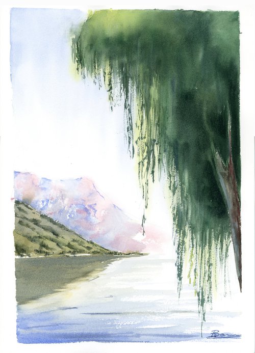 Landscape with Willow by Olga Shefranov (Tchefranov)
