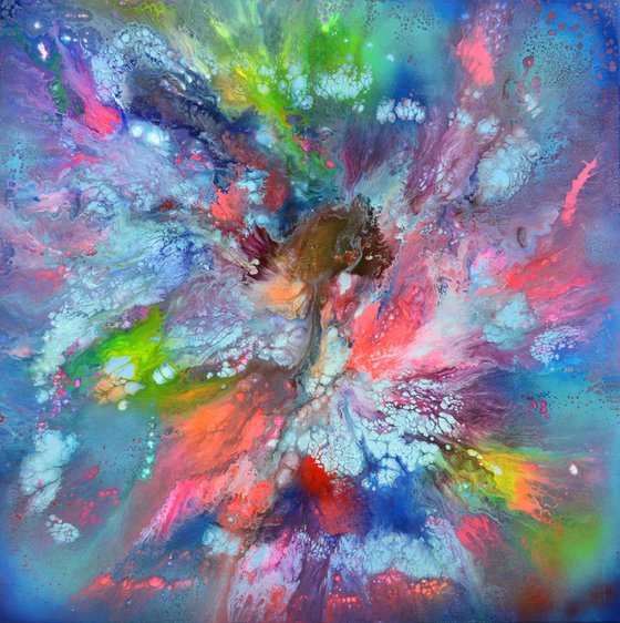 Inner Peace - XL 100x100x4 cm Big Painting,  Large Abstract Painting - Ready to Hang, Canvas Wall Decoration
