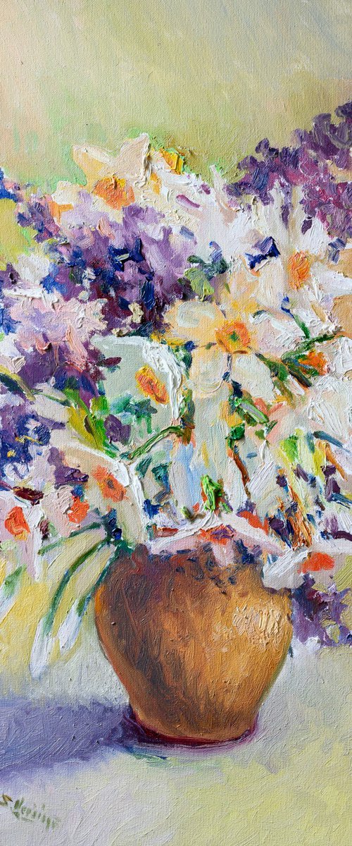 Still life with Daffodils, Spring Flowers by Suren Nersisyan