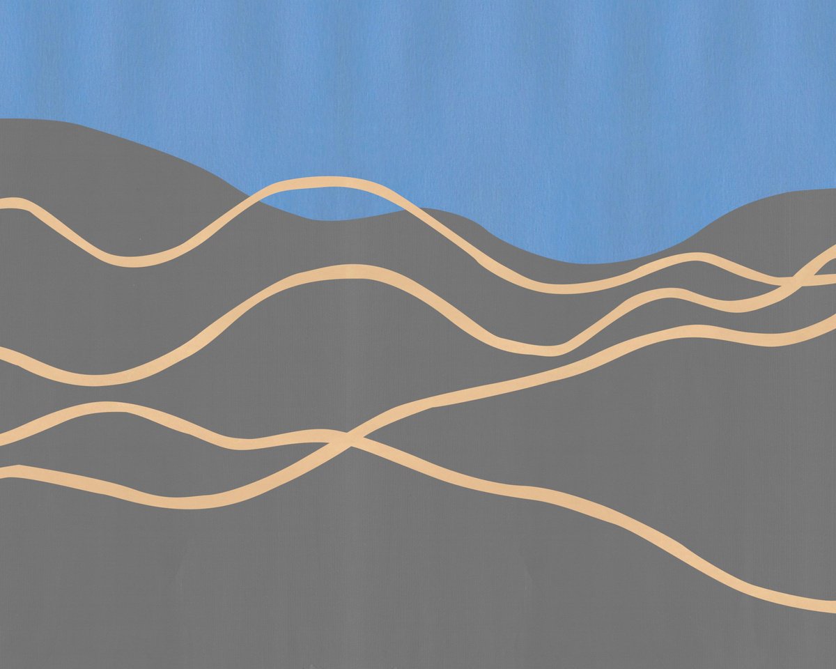 Abstract Landscape Acrylic Painting By Marina Krylova, 35 X 28", Abstract Landscape #37, Original Artwork