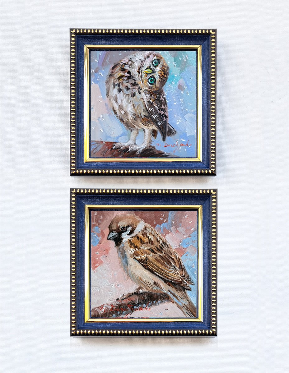 Impressionistic Animal Oil Painting By Nataly Derevyanko, 5 X 5", Mood, Original Artwork