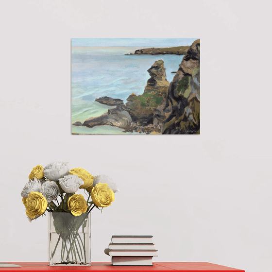 Cornish Rocky Coast - An original 'plein air' oil painting