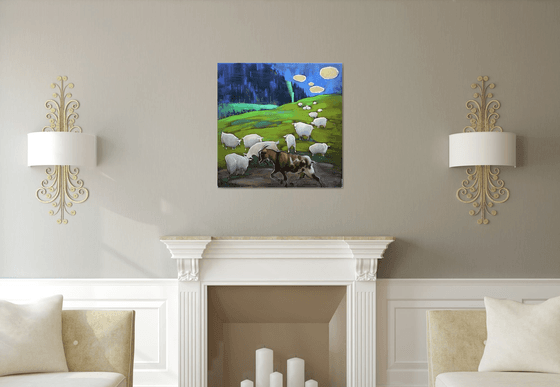 A random passerby. Mountain landscape