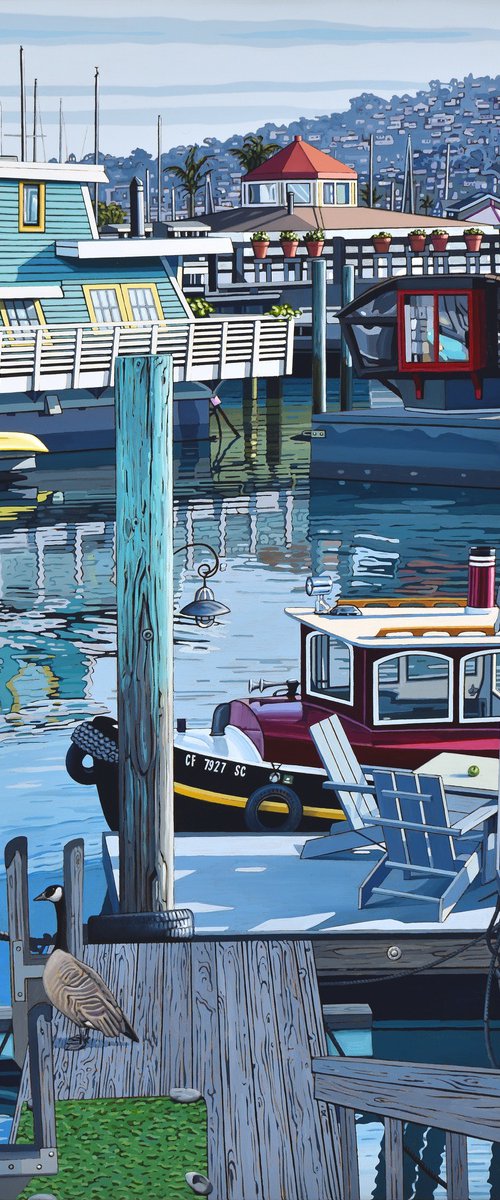 Houseboats And A Goose by Alex Nizovsky