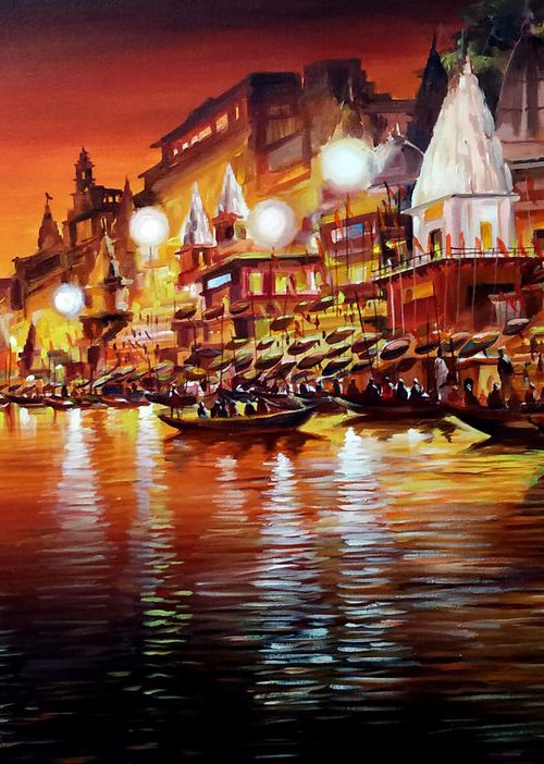 Beauty of Evening Varanasi Ghats by Samiran Sarkar