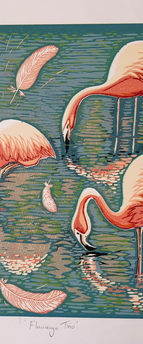 Flamingo Trio by Marian Carter