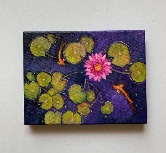 Water lily ! Oil painting! Ready to hang canvas