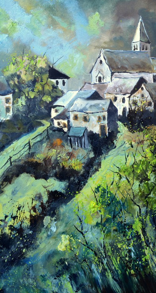 A village in my countryside   in spring - 97 by Pol Henry Ledent