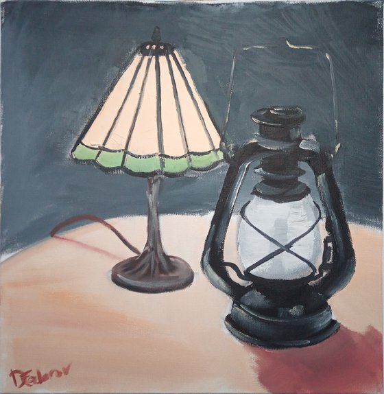 Two lamps, still life