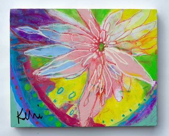 Wildflower 10x8" Small Colorful Abstract Floral Painting