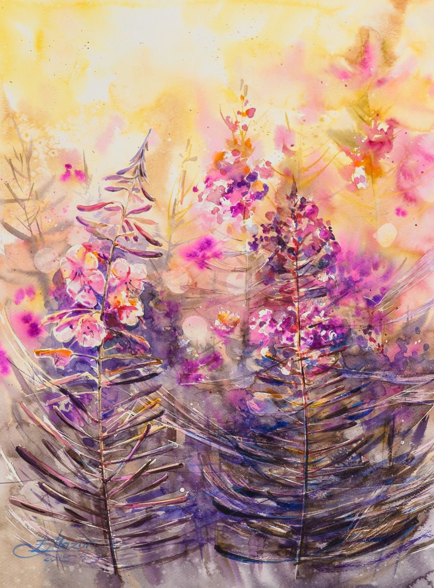 Epilobium angustifolium 38x56 by Eve Mazur