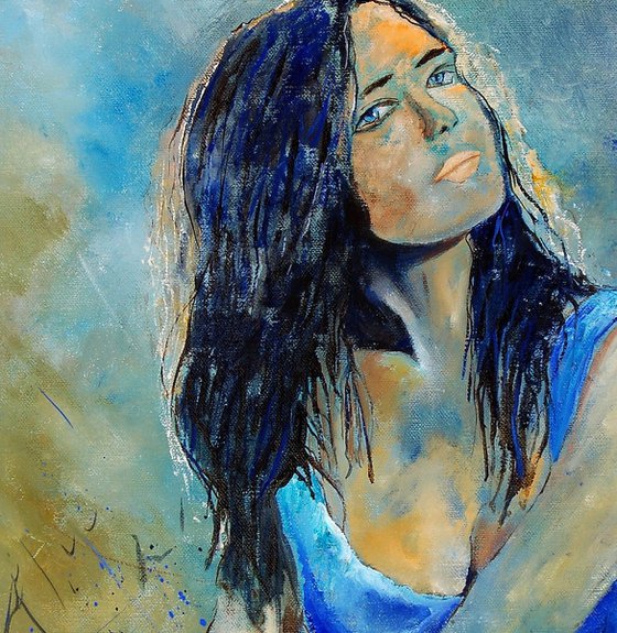 The blue dress