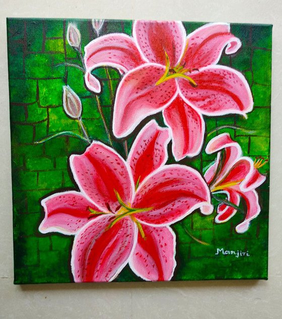 Stargazer Lilie's vibrant decorative painting on sale