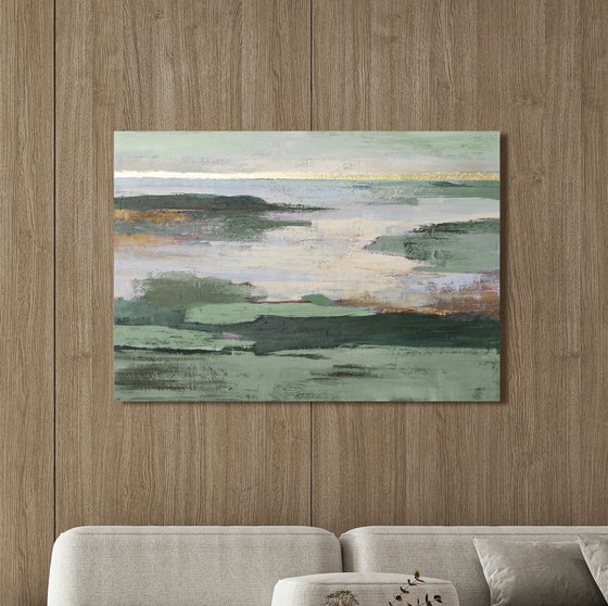 "Olive Estuary 2" Sage green abstract nature