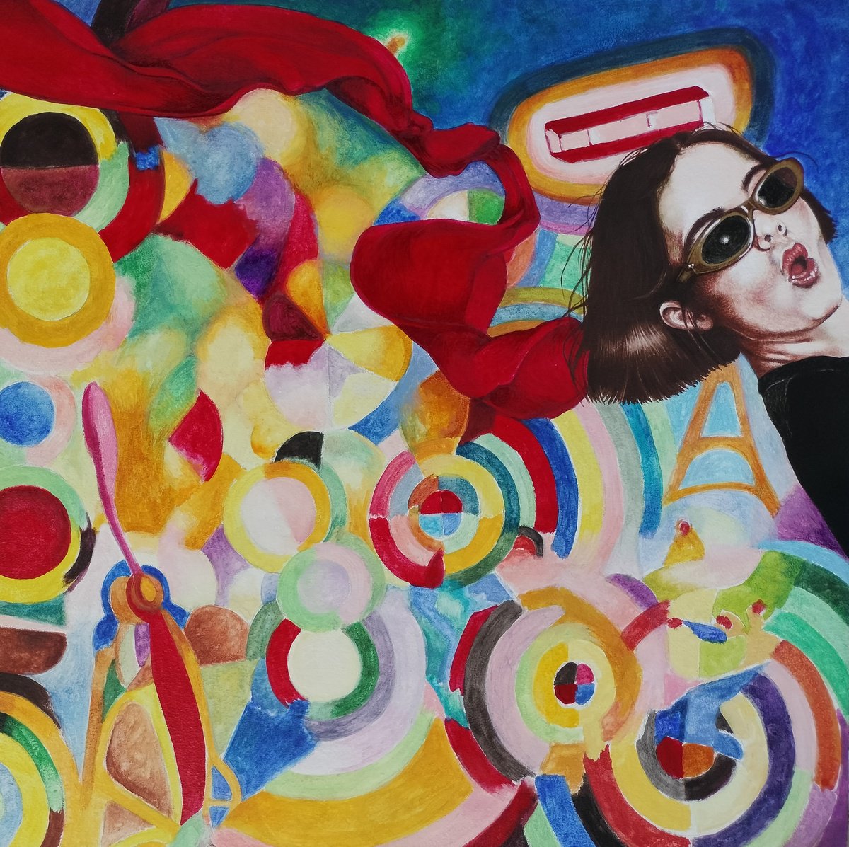 Portrait Oil Painting By Cristina Canamero, 16 X 16, Siglo Xx., Original Artwork