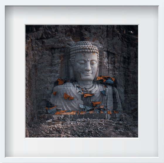 Buddha Statue Under Construction No.1 (Framed) - -Signed Limited Edition