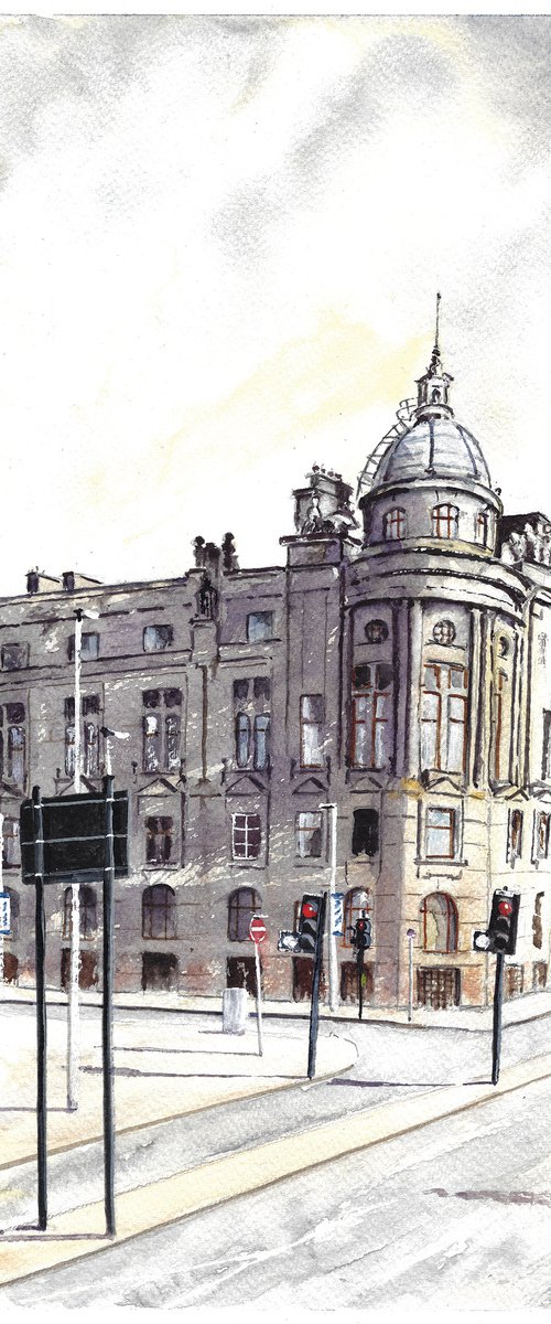 Clyde Port Authority Building Glasgow Watercolour Painting by Stephen Murray