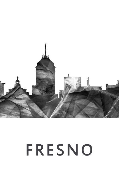 Fresno California Skyline WB BW by Marlene Watson