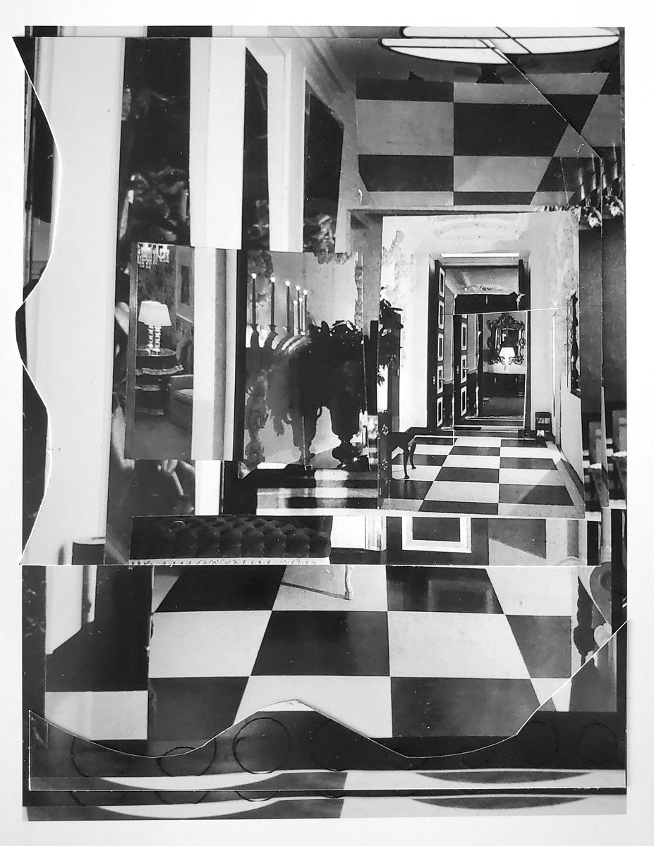 Surrealistic Cityscapes Collage By Shelton Walsmith, 6 X 8", Hall Of Casas, Original Artwork