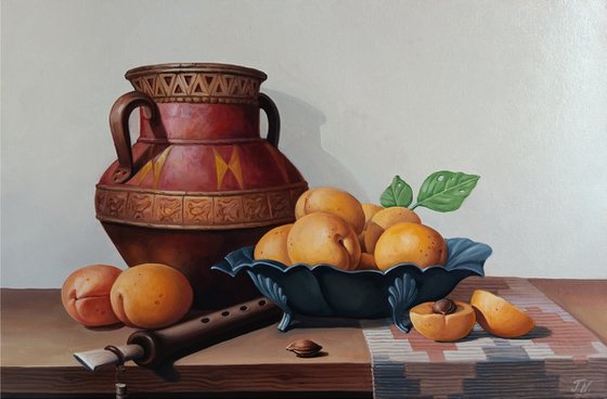 Still life with  apricots and duduk