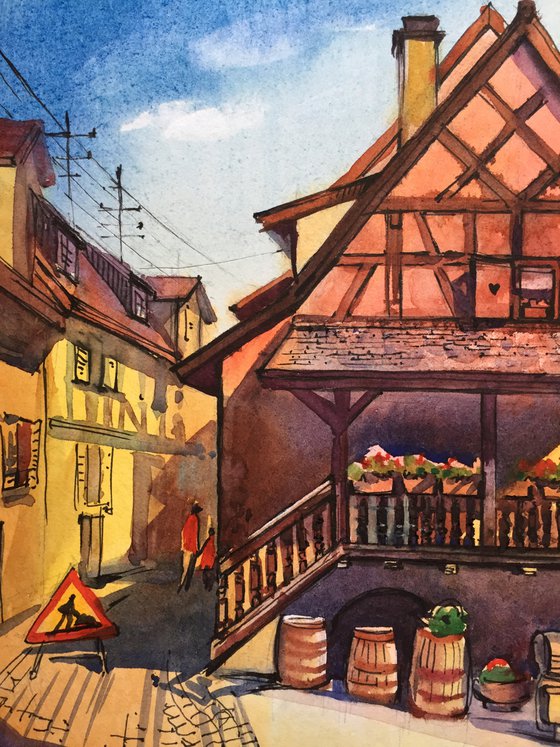Eguisheim. Landscape of the French city.