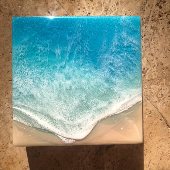 White Sand Beach - Waves - Seascape Painting Gift idea