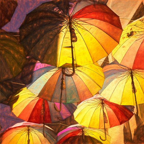 Brollies in the air by Martin  Fry