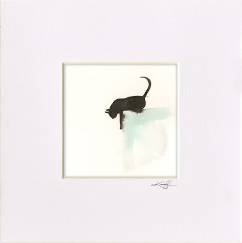 I Love Cats 7 - Cat On Ledge Minimalist Watercolor by Kathy Morton Stanion by Kathy Morton Stanion