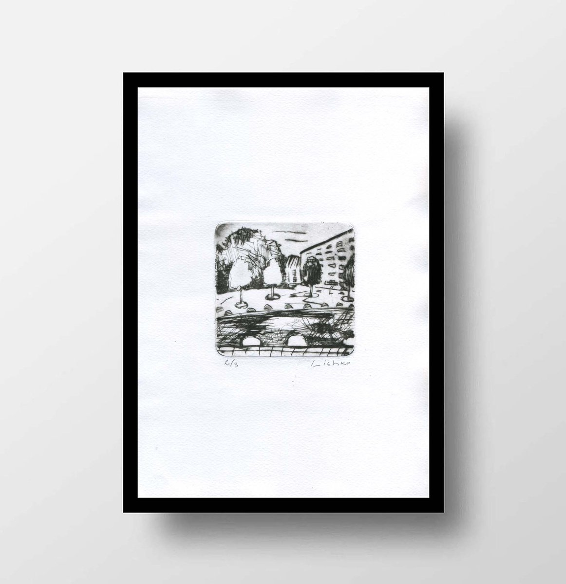 Expressive Cityscapes Etchings & Engravings By V. Lishko, 8 X 12", Street, Original Artwork