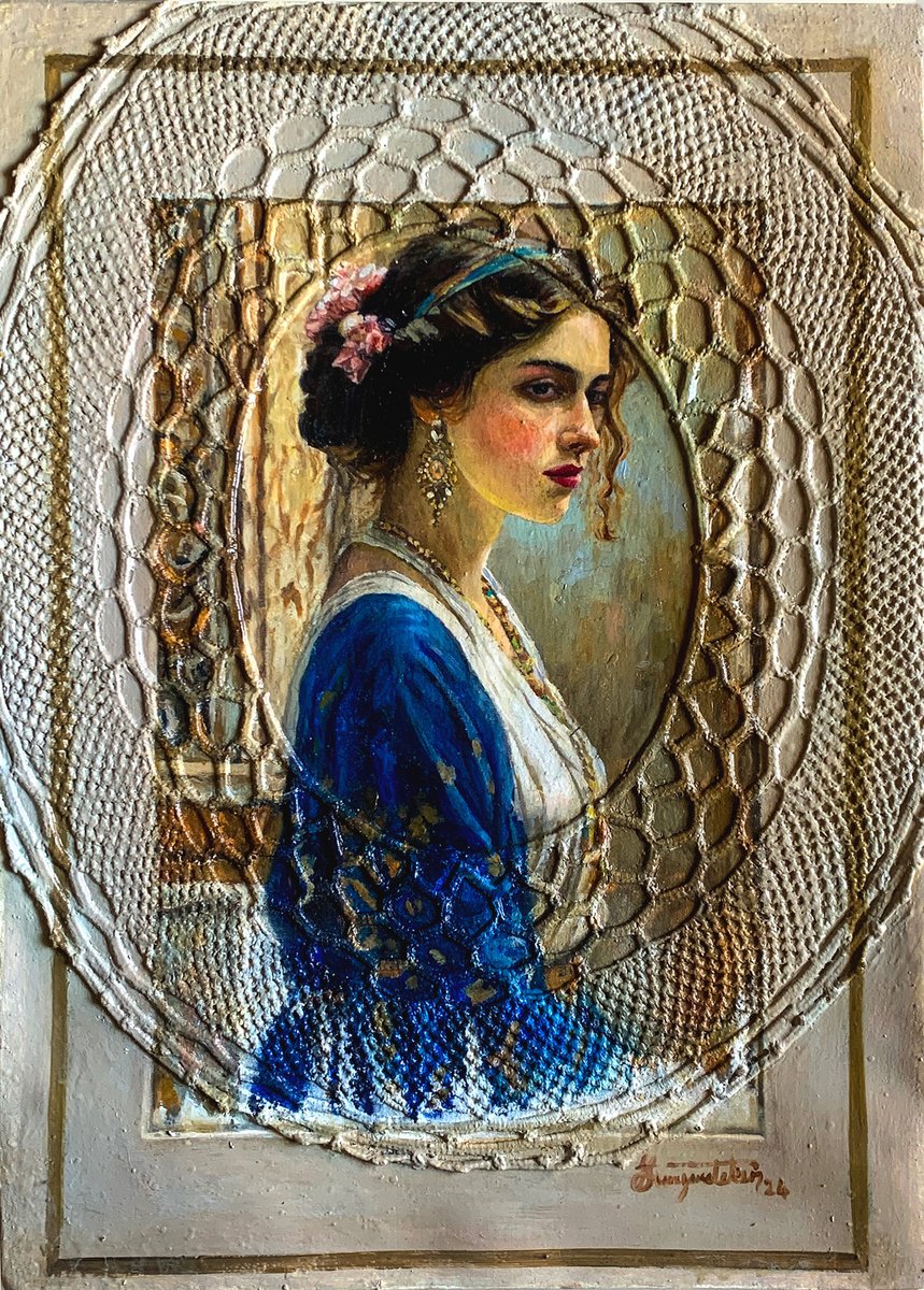 Expressive Portrait Painting By Fatih Sungurtekin, 13 X 18, Lacy 6, Original Artwork