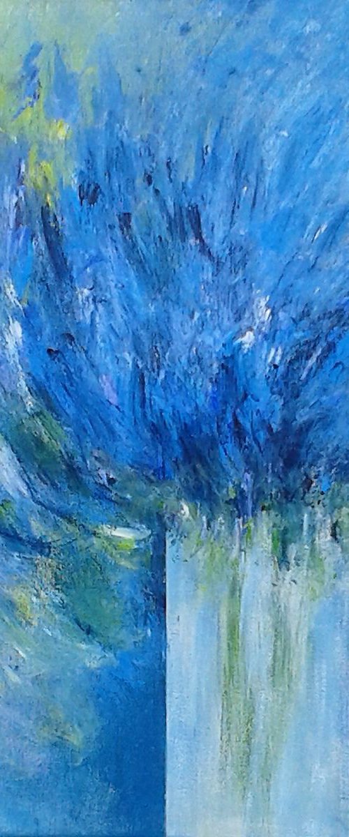 Abstract Floral on Blue IV by Jan Rippingham