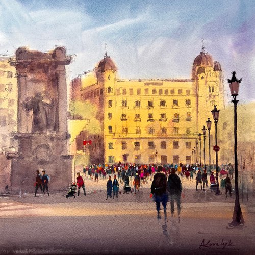 A walk through the picturesque square of Catalonia in Barcelona by Andrii Kovalyk