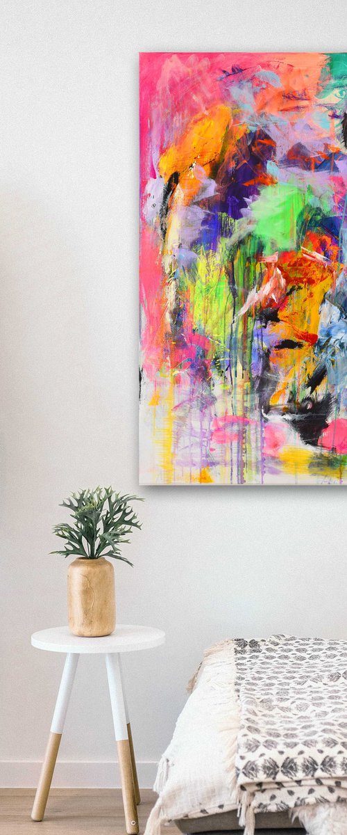 Ghost 120x100 cm 47"x39" Large colorful abstract painting by Sebastian Merk